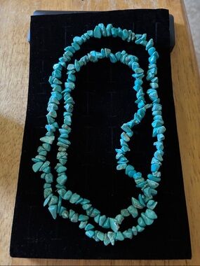 Turquoise Chip Bead Necklace 16" - Blue Statement Jewelry NWOT